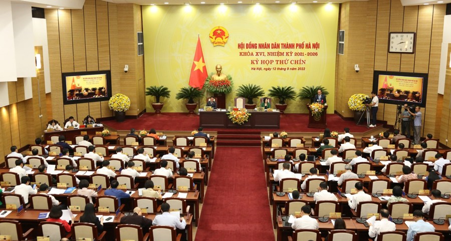 Quang cảnh Kỳ họp thứ 9 - Kỳ họp chuyên đề của HĐND TP Hà Nội khóa XVI