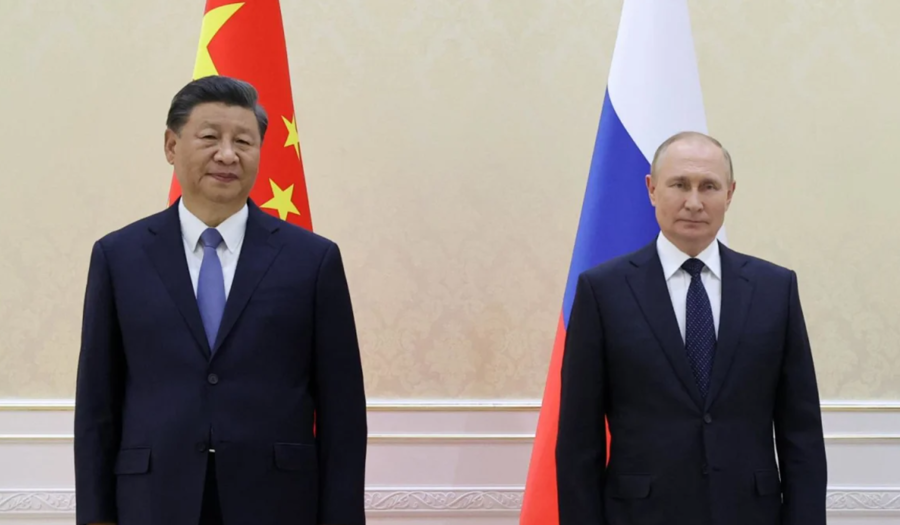 Chủ tịch Trung Quốc Tập Cận Bình và Tổng thống Nga Vladimir Putin trong cuộc gặp bên lề hội nghị thượng đỉnh của các nhà lãnh đạo Tổ chức Hợp tác Thượng Hải (SCO) tại Samarkand, Uzbekistan. Ảnh: AFP