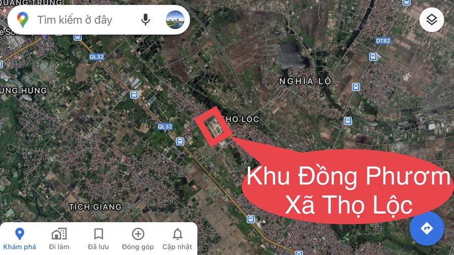 Vị trí 32 thửa đất tại khu Đồng Phươm (xã Thọ Lộc, huyện Phúc Thọ) chuẩn bị được đấu giá.