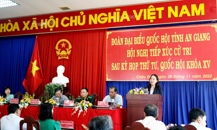 Phó Chủ tịch nước Võ Thị Ánh Xuân cảm ơn các ý kiến phát biểu đầy tâm huyết, trách nhiệm của các cử tri