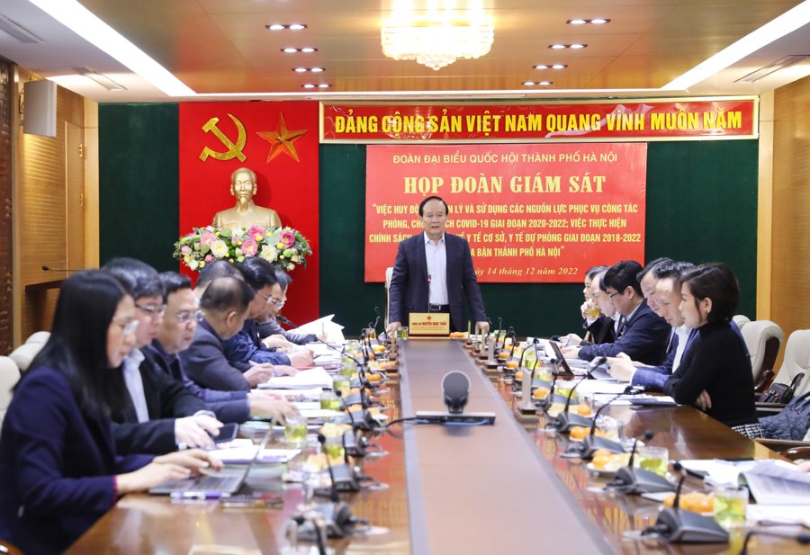 Phó trưởng Đoàn ĐBQH, Trưởng Đoàn giám sát Nguyễn Ngọc Tuấn phát biểu tại cuộc họp
