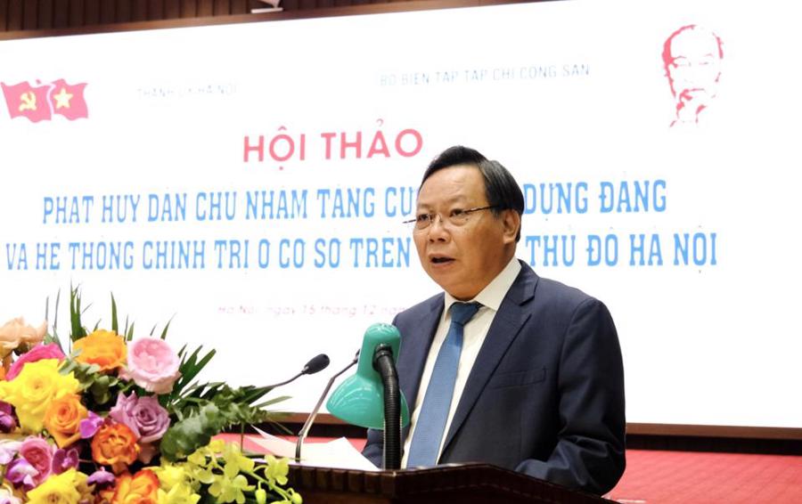 Phó Bí thư Thành ủy Hà Nội Nguyễn Văn Phong phát biểu tại hội thảo 
