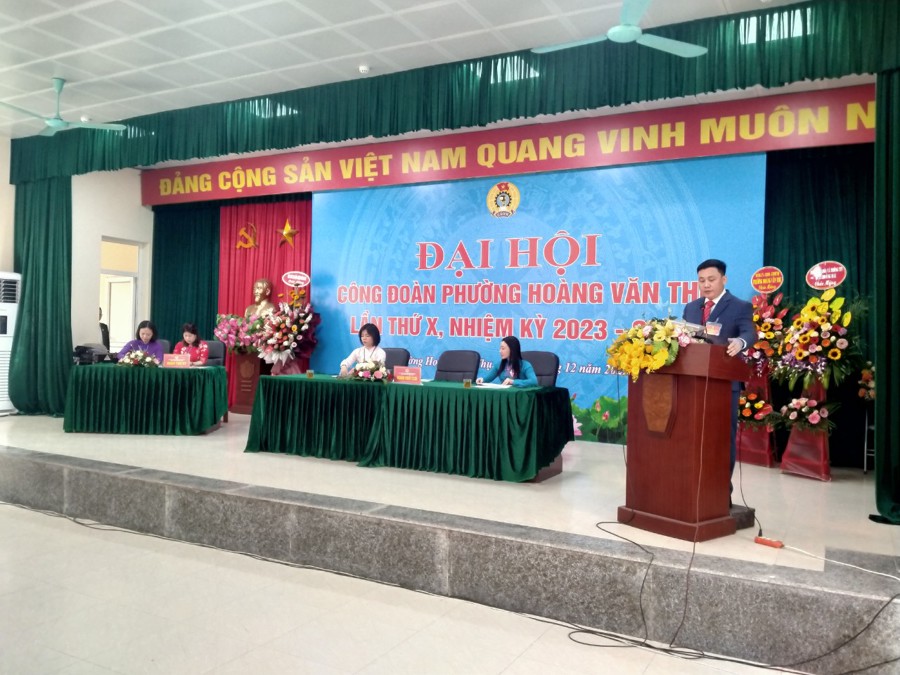Ông Nguyễn Đình Long - Phó Chủ tịch UBND phường đã tái cử chức Chủ tịch BCH Công đoàn phường Hoàng Văn Thụ. Ảnh AT