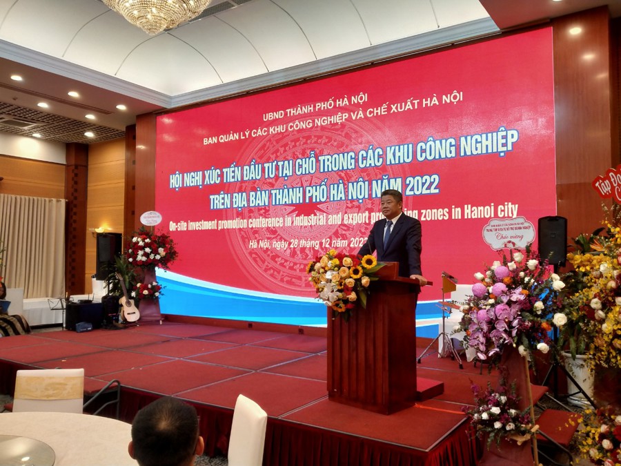  Phó Chủ tịch UBND Thành phố Hà Nội Nguyễn Mạnh Quyền phát biểu  tại hội nghị. Ảnh AT