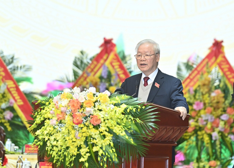 Tổng Bí thư Nguyễn Phú Trọng phát biểu tại Đại hội. Ảnh: VOV