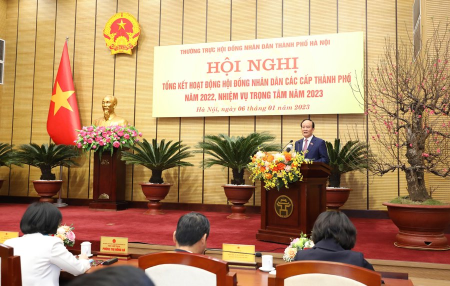 Phó Bí thư Thành ủy, Chủ tịch HĐND TP Hà Nội Nguyễn Ngọc Tuấn phát biểu bế mạc Hội nghị