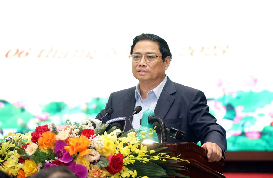 Thủ tướng Chính phủ Phạm Minh Chính phát biểu tại cuộc làm việc. 