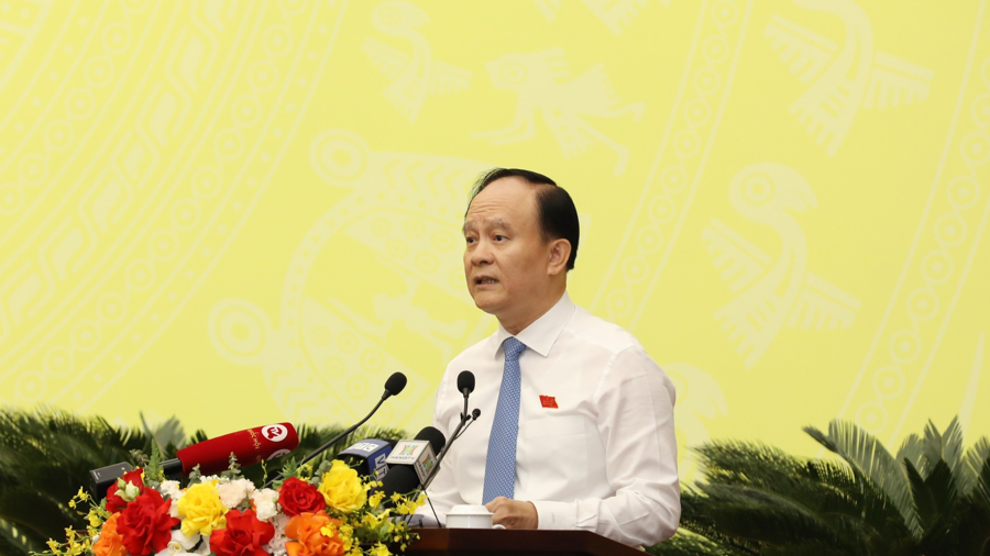 Chủ tịch HĐND thành phố Hà Nội Nguyễn Ngọc Tuấn phát biểu bế mạc phiên chất vấn.