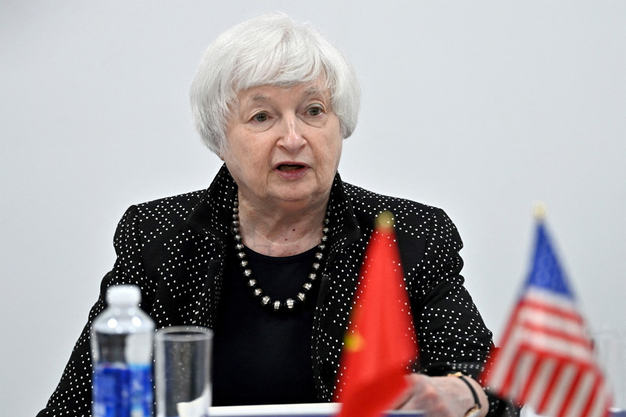 Bộ trưởng Tài chính Mỹ Janet Yellen trong chuyến thăm Việt Nam. Ảnh: AFP