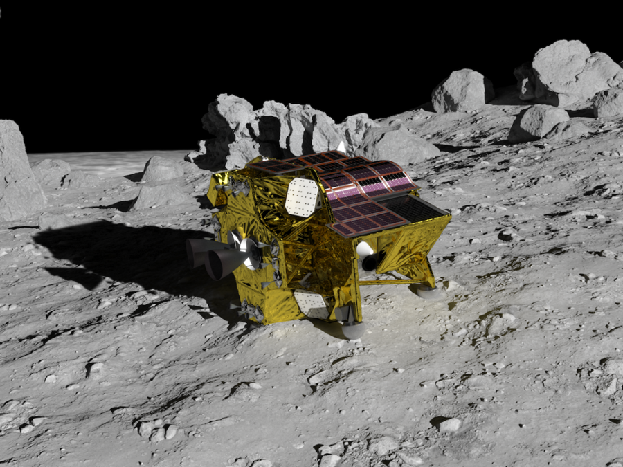 Hình minh họa tàu đổ bộ thông minh khám phá Mặt trăng (SLIM) ở một vị trí có thể có trên Mặt trăng. Nguồn: JAXA