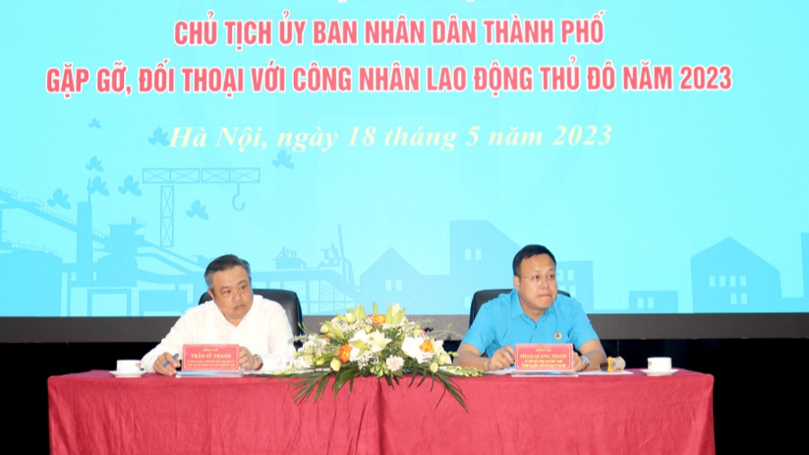 Chủ tịch UBND TP Hà Nội Trần Sỹ Thanh gặp gỡ, đối thoại với công nhân lao động Thủ đô năm 2023