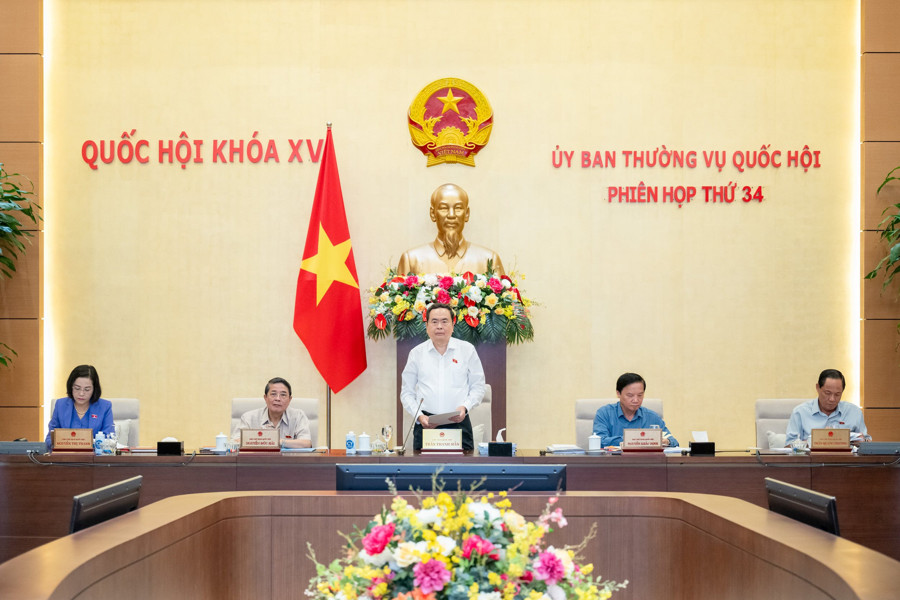 Chủ tịch Quốc hội Trần Thanh Mẫn phát biểu khai mạc phiên họp. Ảnh: quochoi.vn.