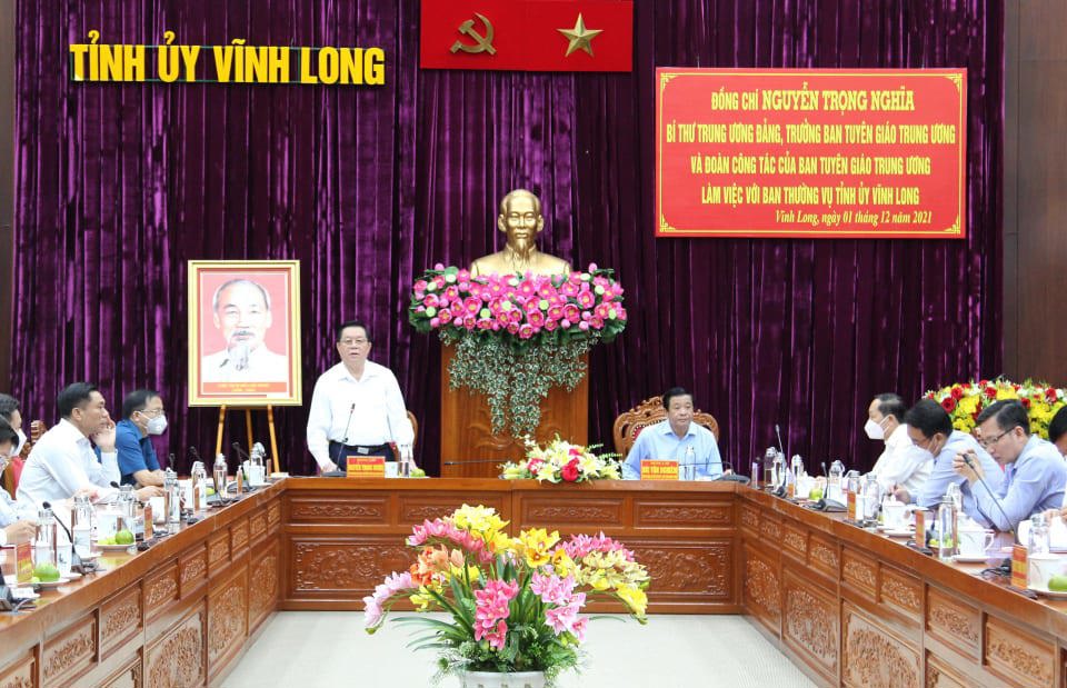 Trưởng Ban Tuyên giáo Trung ương làm việc tại Vĩnh Long - Ảnh 1