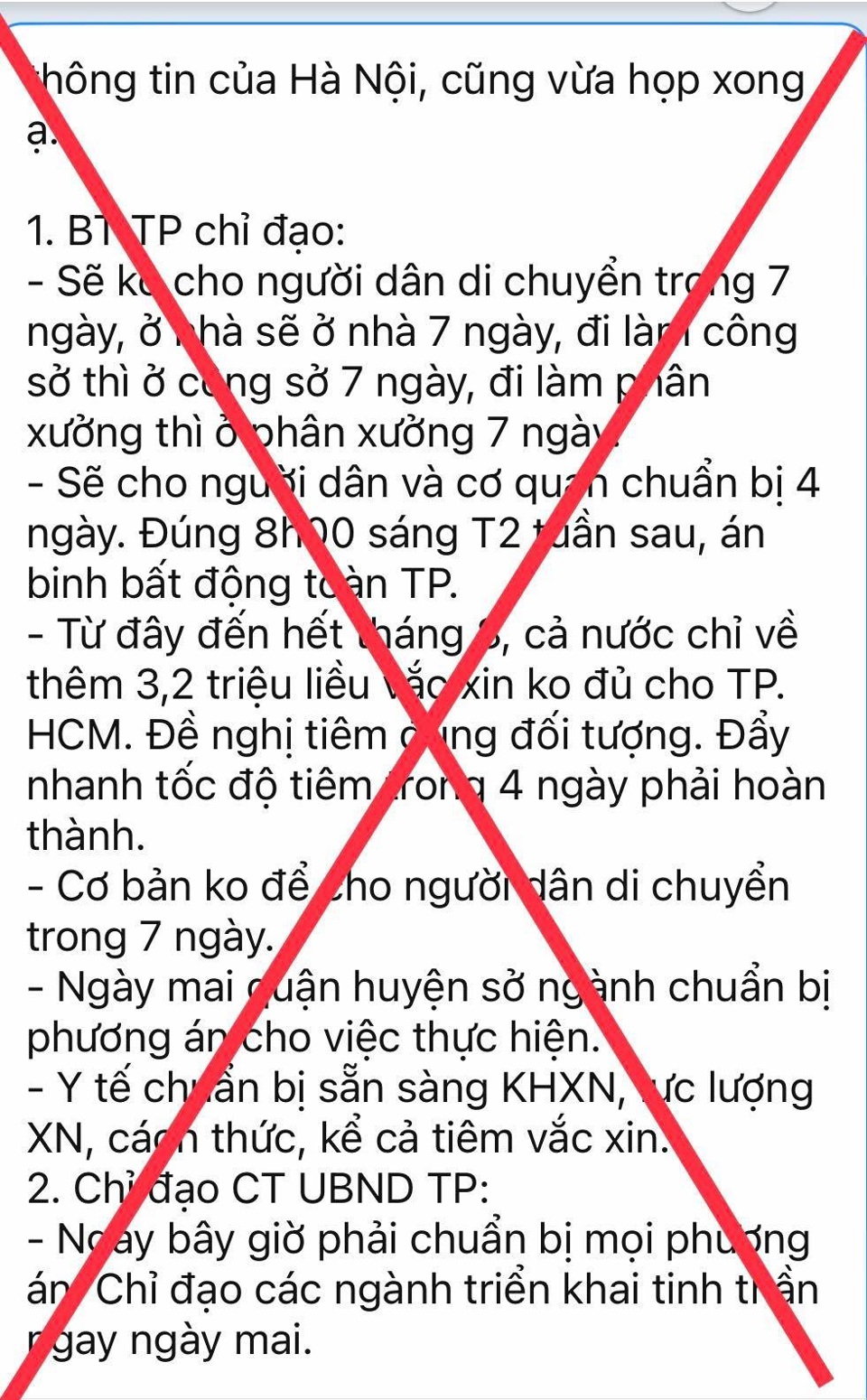 "Hà Nội cấm người dân ra đường trong 7 ngày" là tin giả - Ảnh 1
