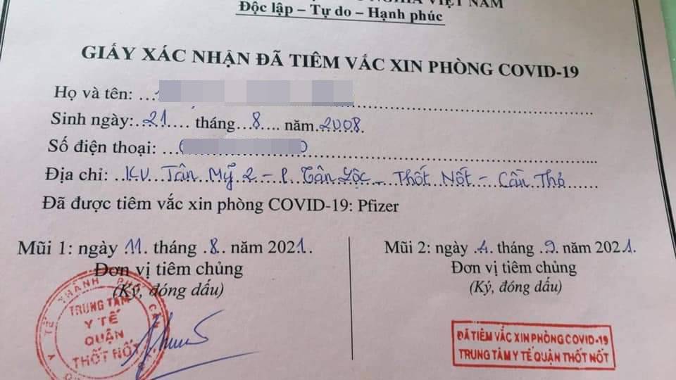 Xôn xao thông tin bé gái 13 tuổi ở Cần Thơ được tiêm 2 mũi vaccine Covid-19 - Ảnh 1