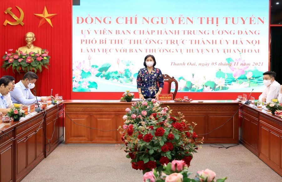 Phó Bí thư Thường trực Thành ủy Nguyễn Thị Tuyến: Hỗ trợ, tháo gỡ khó khăn để Thanh Oai trở thành quận giai đoạn 2025-2030 - Ảnh 5