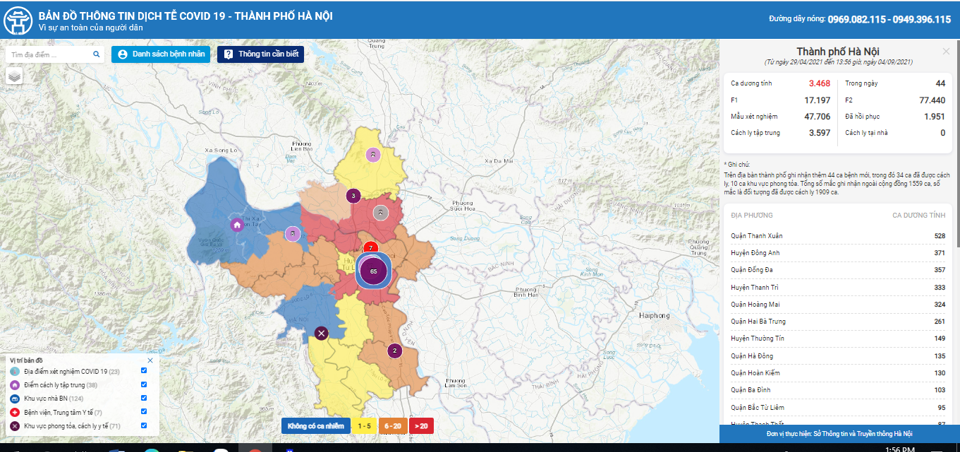 Bản đồ dịch tễ Covid-19 Hà Nội giúp người dân xác định "vùng đỏ", "vùng xanh" - Ảnh 1