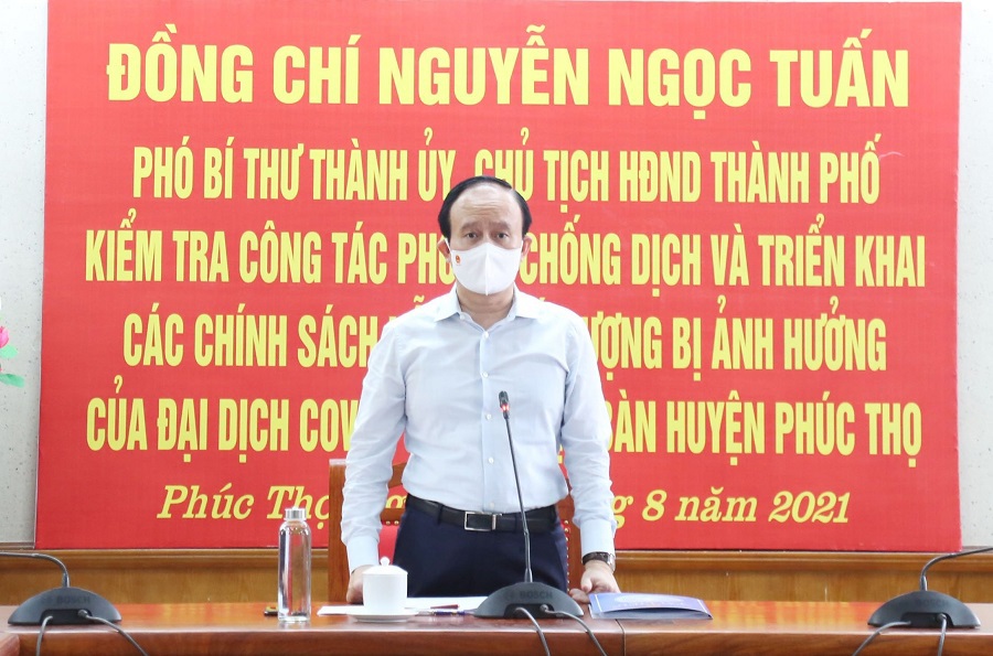 Chủ tịch HĐND TP Nguyễn Ngọc Tuấn: Thực hiện nghiêm ngặt việc giãn cách, giữ vững “vùng xanh” Phúc Thọ - Ảnh 3