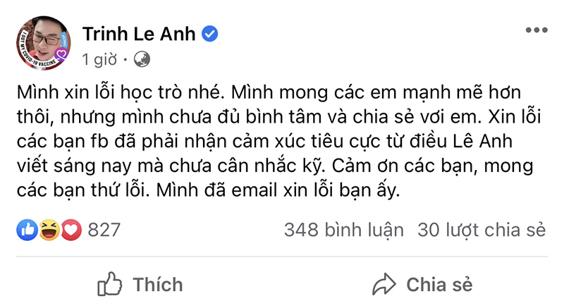 MC Lê Anh xin lỗi vì "vạ miệng" - Ảnh 1