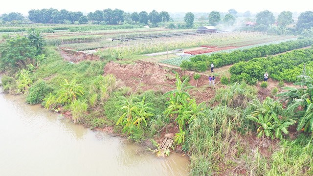 Hà Nội: Sạt lở nghiêm trọng bờ bãi sông Hồng tại huyện Gia Lâm - Ảnh 1