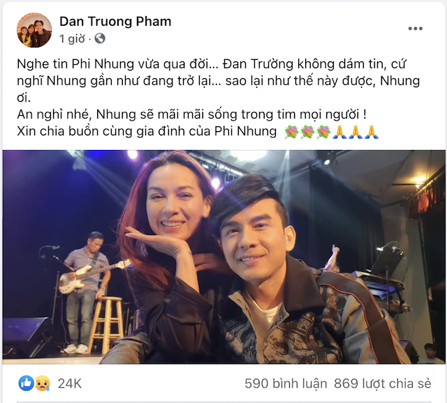 Ca sĩ Đan Trường: Không dám tin Phi Nhung qua đời, ngỡ cô đang trở lại - Ảnh 1