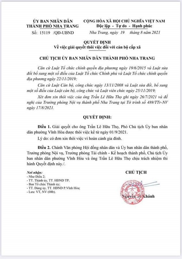 Vụ “Bánh mì không phải thực phẩm”: Cho thôi việc Phó Chủ tịch UBND phường Vĩnh Hòa, TP Nha Trang - Ảnh 1