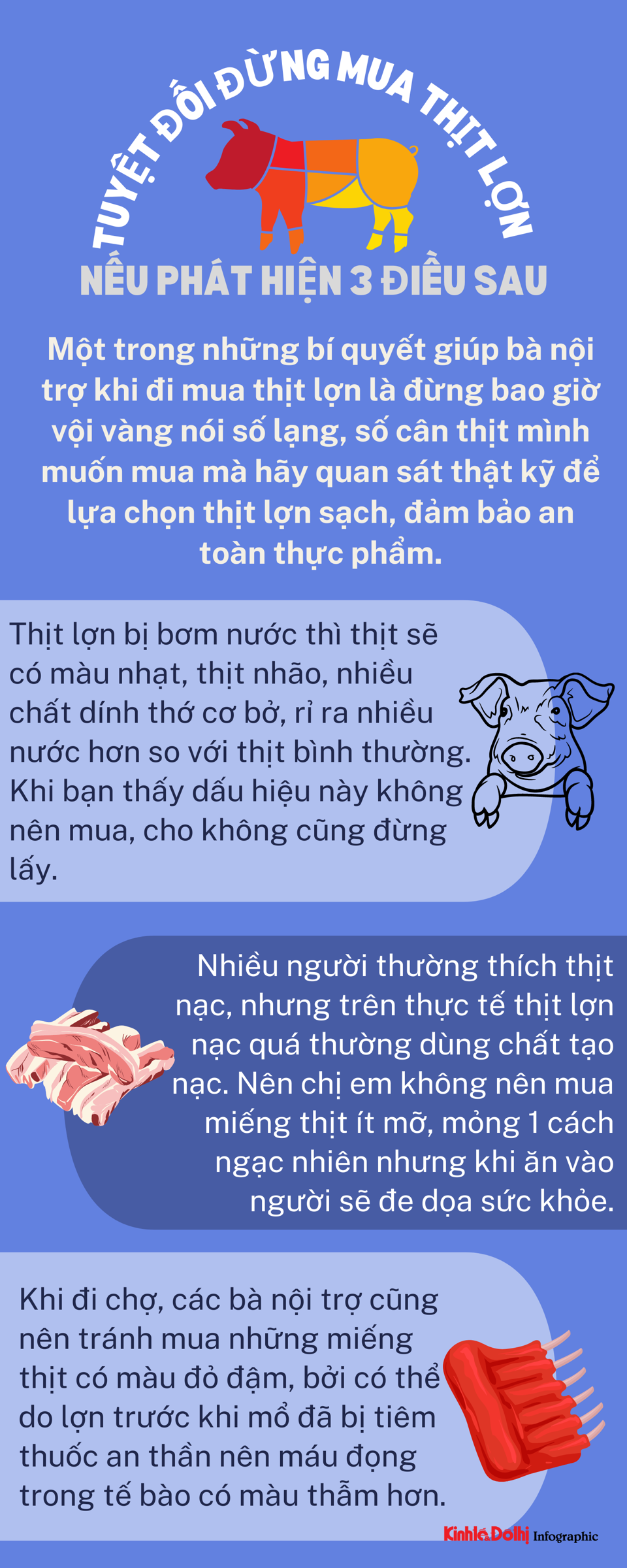 [Infographic] Tuyệt đối không mua thịt lợn nếu phát hiện 3 điều sau - Ảnh 1