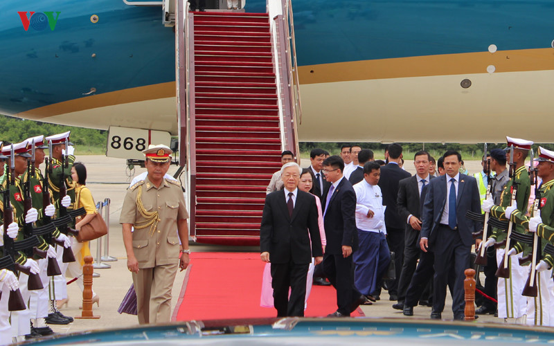 Hình ảnh ngày đầu Tổng Bí thư Nguyễn Phú Trọng thăm Myanmar - Ảnh 1