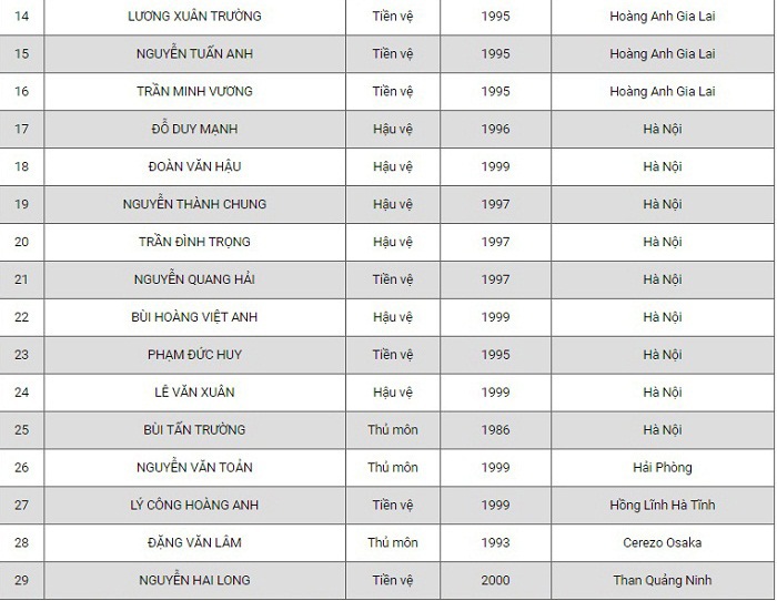 Công bố danh sách 29 cầu thủ đội tuyển Việt Nam thi đấu vòng loại World Cup 2022 - Ảnh 4