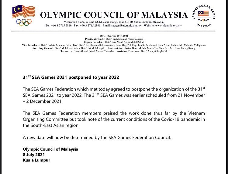 Chính thức hoãn SEA Games 31 tại Việt Nam - Ảnh 1