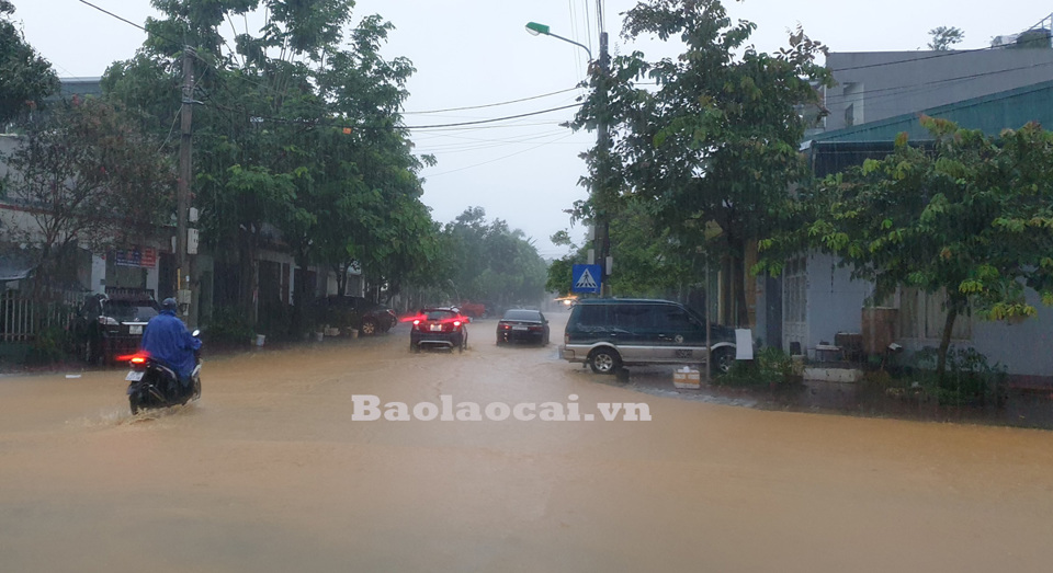 Thành phố Lào Cai ngập sâu sau trận mưa lớn - Ảnh 2