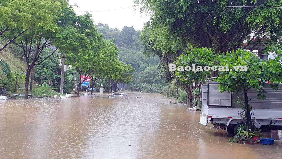 Thành phố Lào Cai ngập sâu sau trận mưa lớn - Ảnh 8