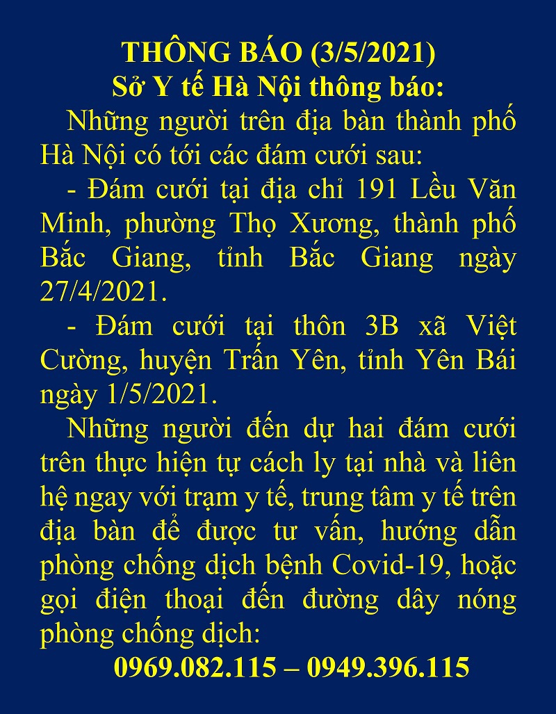 Hà Nội ra thông báo khẩn tìm người đi đám cưới ở Bắc Giang, Yên Bái - Ảnh 1