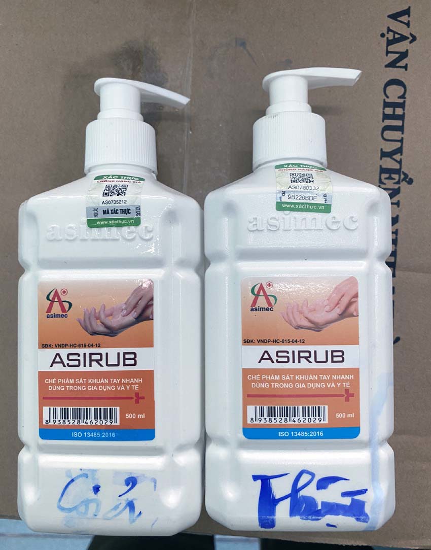 Phát hiện lô hàng nước sát khuẩn tay có dấu hiệu giả mạo nhãn hiệu ASIRUB - Ảnh 2