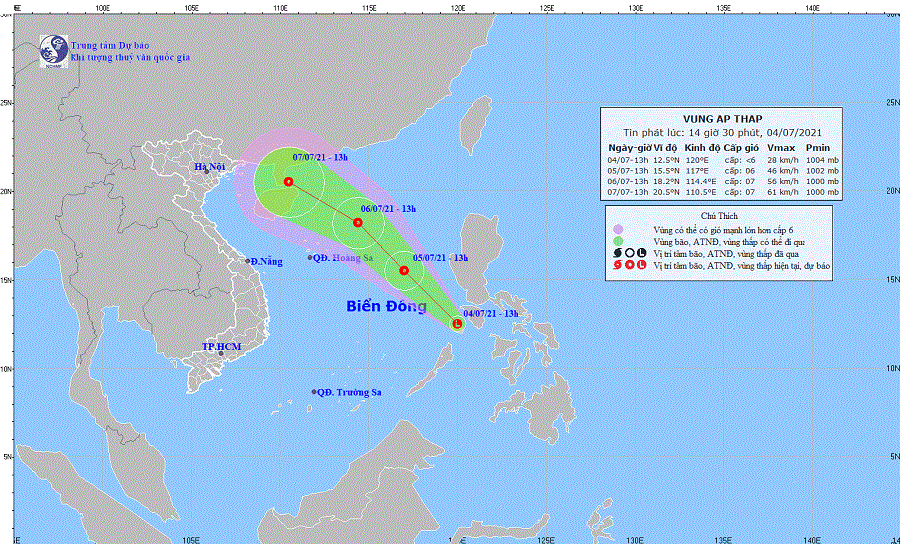 Vùng áp thấp khả năng mạnh lên thành áp thấp nhiệt đới trên biển Đông - Ảnh 1