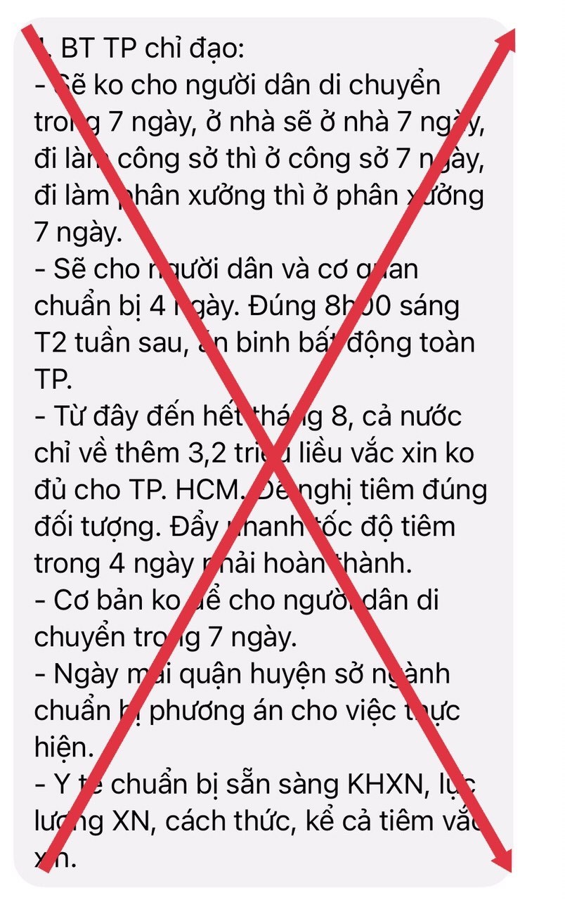 TP Hồ Chí Minh: "Không cho người dân di chuyển trong 7 ngày" là tin giả - Ảnh 1