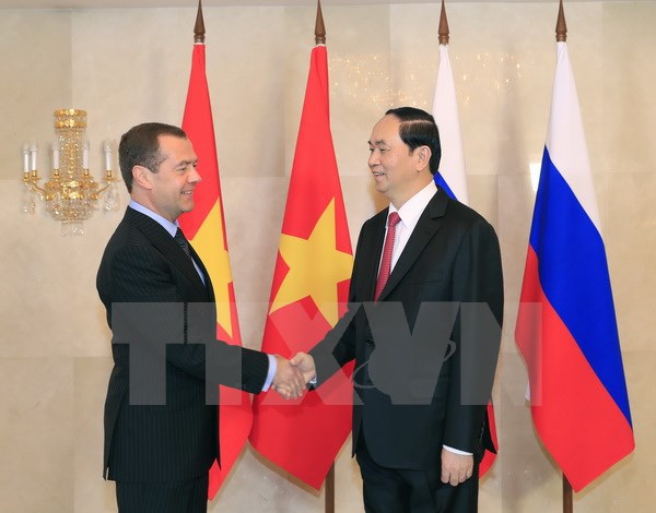 Chủ tịch nước Trần Đại Quang hội kiến Thủ tướng Nga Dmitry Medvedev - Ảnh 1