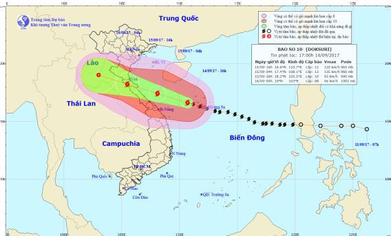 Trưa đến chiều mai (15/9), bão số 10 vào các tỉnh Nghệ An đến Quảng Trị - Ảnh 1