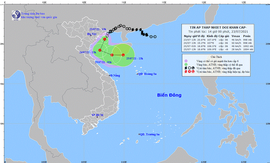 Áp thấp nhiệt đới đang trên vùng biển Quảng Ninh - Hải Phòng, Bắc Trung Bộ mưa rất to - Ảnh 1