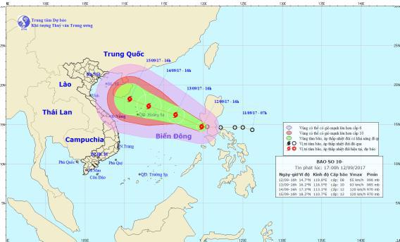 Bão số 10 đang di chuyển nhanh, có thể mạnh tới cấp 15 - Ảnh 1