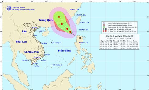 Bão số 8 giật cấp 11 và tiếp tục mạnh thêm - Ảnh 1