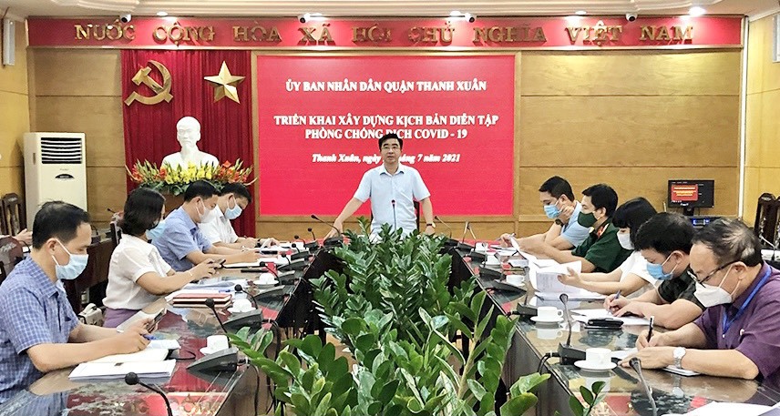 Quận Thanh Xuân: Diễn tập phòng, chống dịch Covid-19 quy mô cấp phường - Ảnh 1