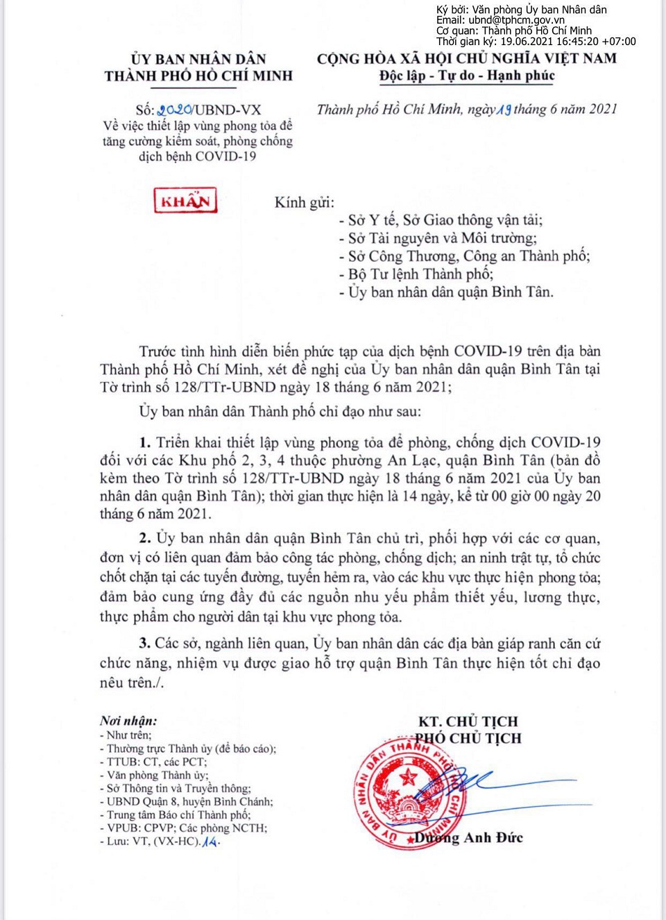 TP Hồ Chí Minh: Phong tỏa 3 khu phố ở quận Bình Tân trong 14 ngày - Ảnh 1