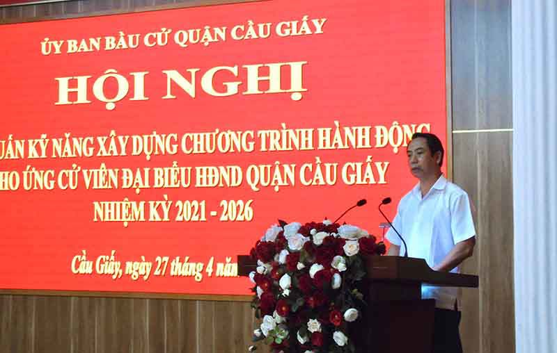 Quận Cầu Giấy tổ chức hội nghị tập huấn về công tác bầu cử - Ảnh 1