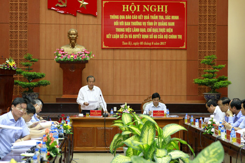 Đoàn kiểm tra của Bộ Chính trị làm việc với Ban Thường vụ Tỉnh ủy Quảng Nam - Ảnh 1
