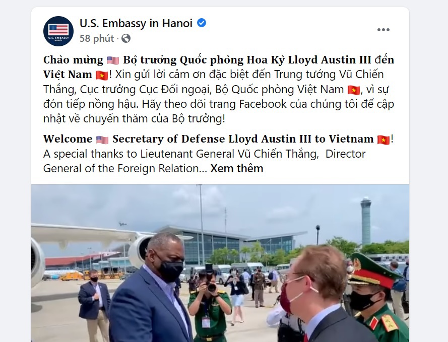 Chuyên cơ chở Bộ trưởng Quốc phòng Mỹ đã tới Hà Nội - Ảnh 1
