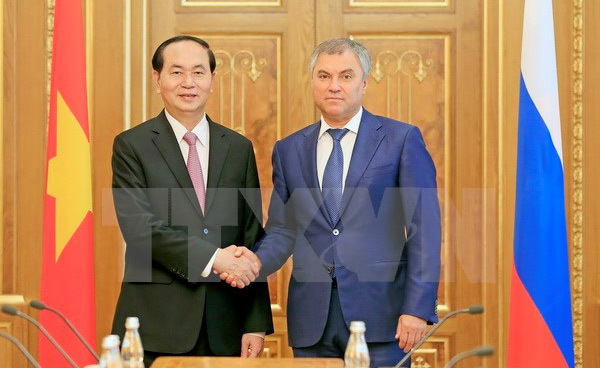 Chủ tịch nước Trần Đại Quang hội kiến Chủ tịch Duma Quốc gia Nga - Ảnh 1