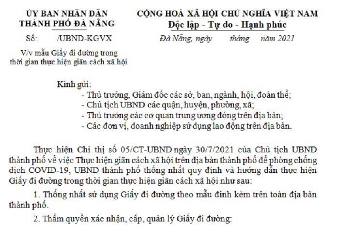 Đà Nẵng quy định giấy đi đường trong thời gian giãn cách xã hội - Ảnh 1