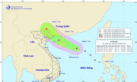 Ngày 25/9, áp thấp nhiệt đới cách bờ biển Quảng Ninh-Hải Phòng khoảng 190km - Ảnh 1