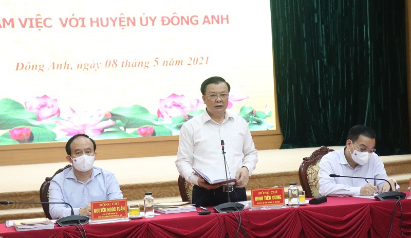 Bí thư Thành ủy Hà Nội Đinh Tiến Dũng: Huyện Đông Anh phải tăng cường biện pháp phòng dịch tại điểm bỏ phiếu - Ảnh 3